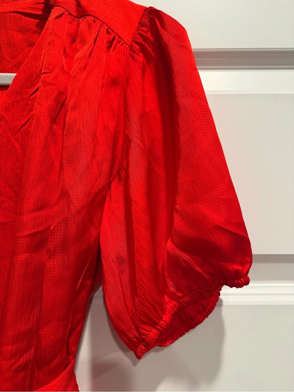 Draper James Bright Red Ruffle-Neck Top - Picture 5 of 8